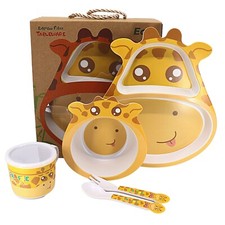 Baby 5 pc Bamboo Fiber Feeding Set is a sustainable and eco-friendly . BPA free.