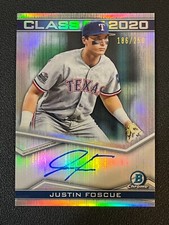 Justin Foscue 2020 Bowman Draft Auto Refractor /250 Class of 2020 Rangers