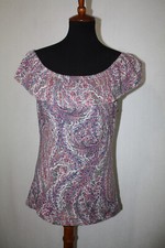 CHAPS Sz S Paisley Floral Off Shoulder Peasant Top Boho Sleeveless