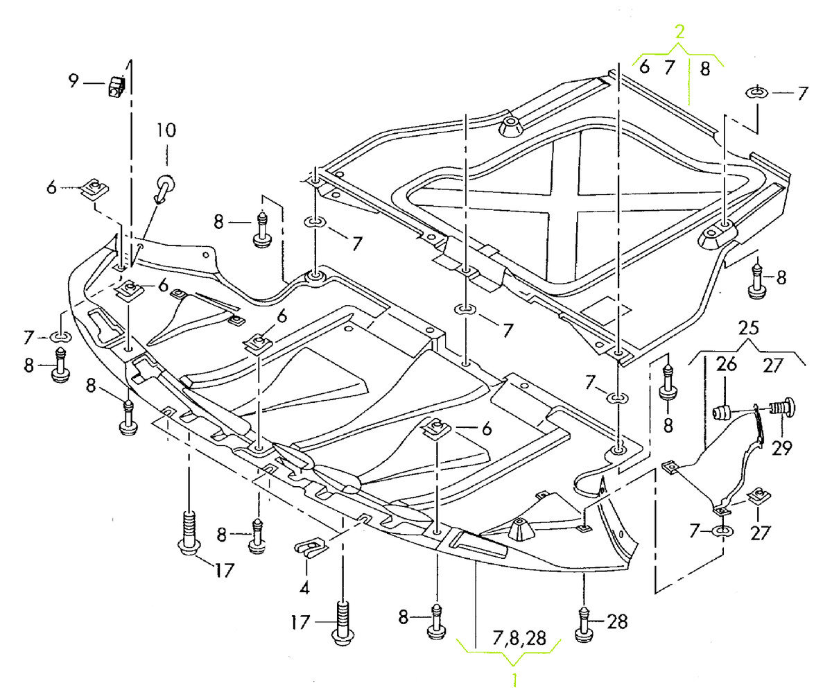 Audi A6 (A6AR) 01 - 05 OEM Engine Splash Shield Guard 4Z7863822C 