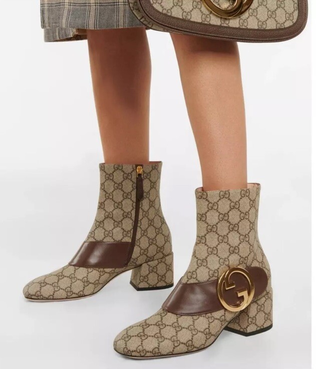 【セール】グッチ☆ブロンディ GG ロゴ アンクルブーツ☆701706 GUCCI GG Supreme Blondie Side Zip Boots Boots 701706 Sz EU
