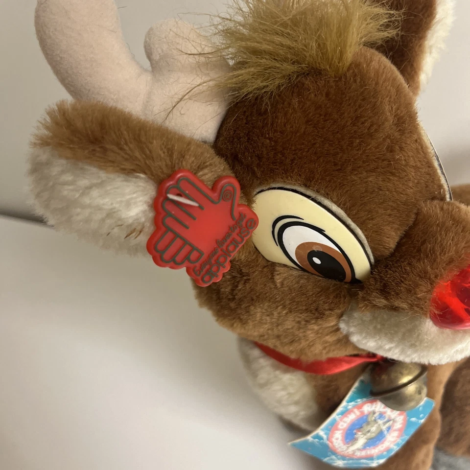 "Etiquetas de peluche de peluche de reno nariz roja Applause Rodolph el 215122 14""" Foto 3 de 4