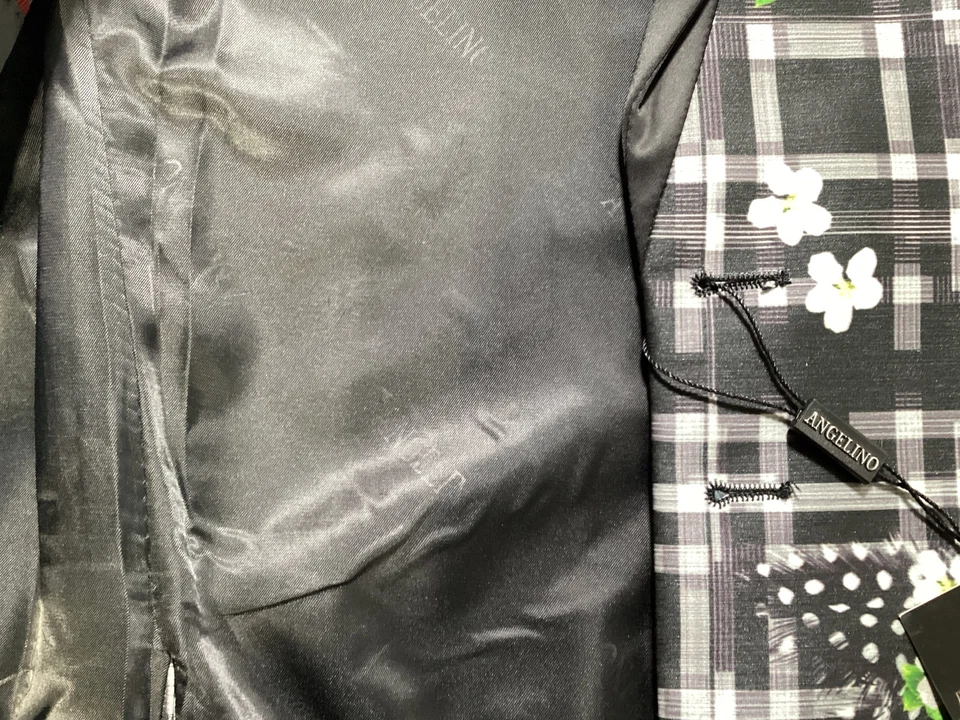 Chaqueta de esmoquin floral negra Angelino para hombre ropa formal NUEVA Foto 3 de 4