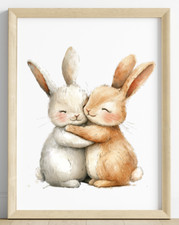 Nursery Wall Art Print, Cute Bunnies Kids Room Art Print, Baby Wall Decor 13