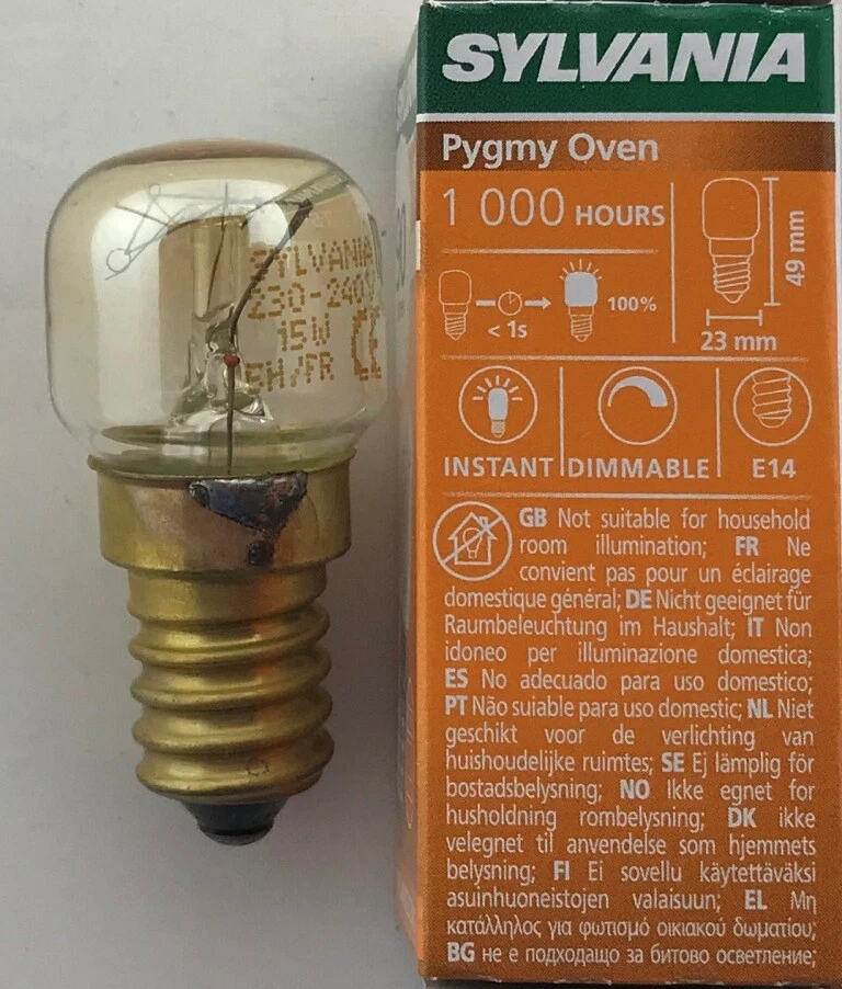 BRANDED 15W OVEN LAMP SES E14 SYLVANIA REPLACEMENT BULB eBay