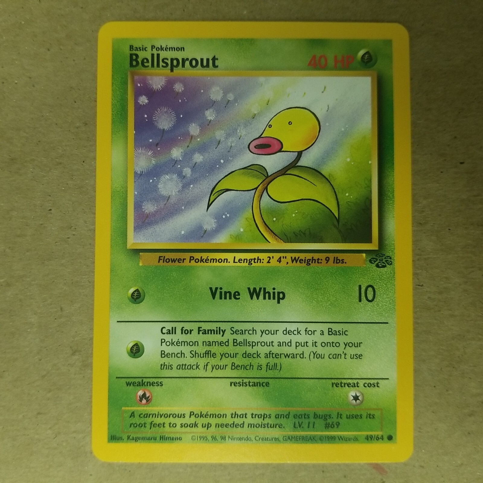 Bellsprout 49/64 - Jungle SET - Unlimited - VINTAGE WOTC Pokemon Card - NM