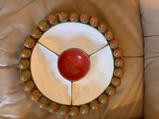 BELLA CASA OLIVE VEGGIE DIVIDED 13" SERVING CERAMIC PLATE