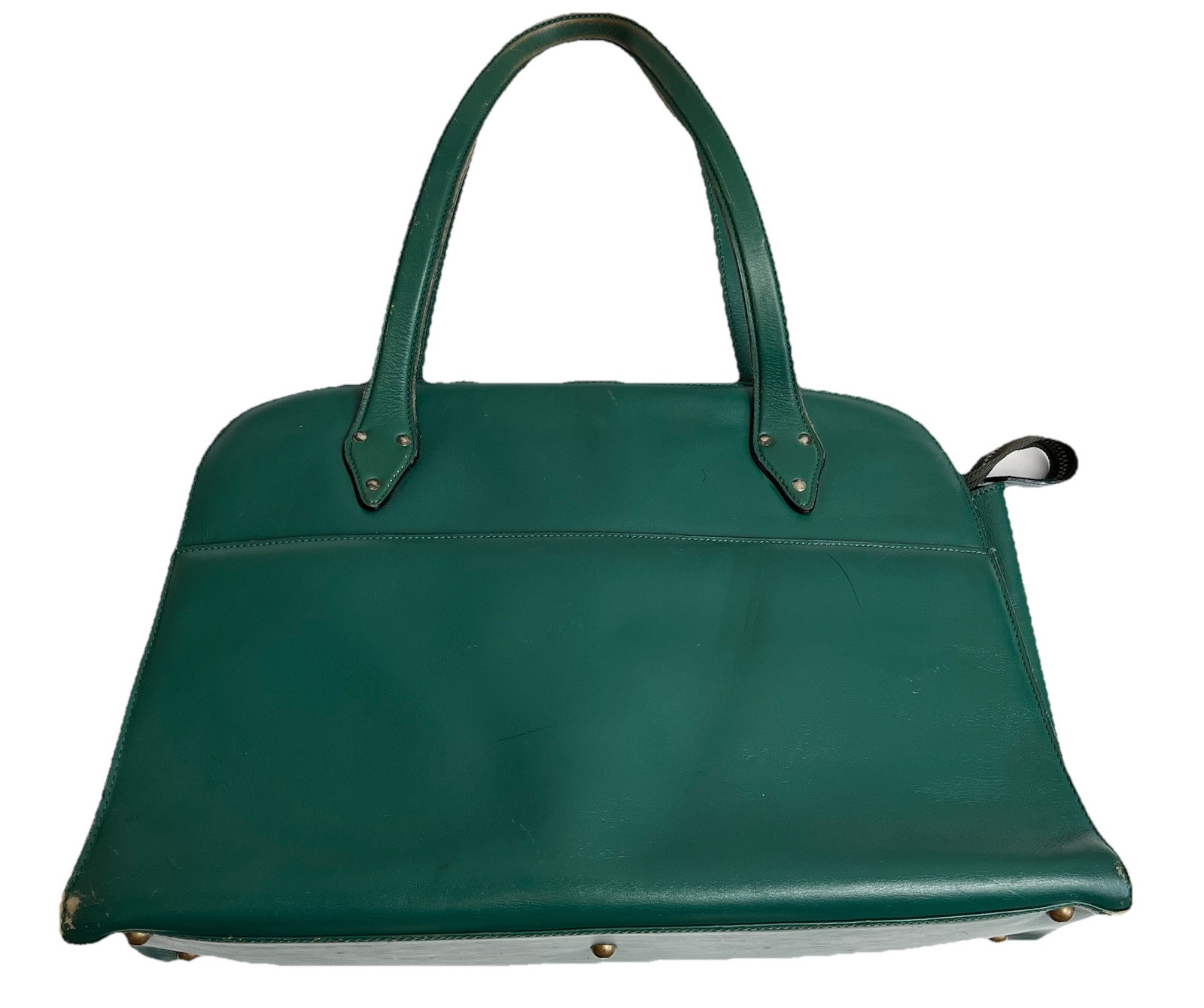 Vintage Azzedine Alaïa Paris Emerald Green Leather Top Handle Bag Rare Archive image 3