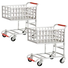 Set of 2 Plastic Toy Miniature Shopping Cart Accessories for Action Small