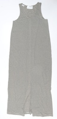 SELECTED FEMME Midi-Tankkleid Damen schwarz gestreift M Baumwolle Stretch