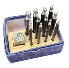 14pc Dapping Block  Punch Set-Gold-Silver-Jewelry-Metal-Wood Stand Included
