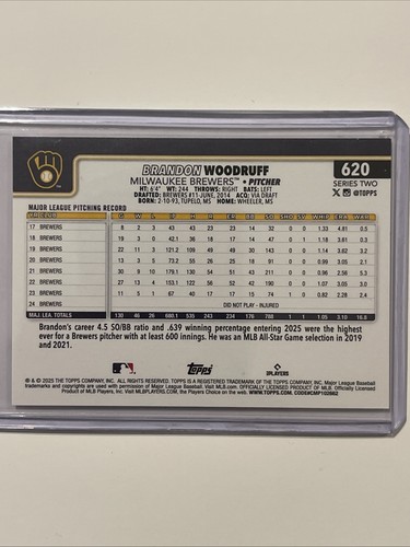 Brandon Woodruff 2025 Topps Series 2 Sun Holiday #620. Milwaukee Brewers. - Picture 2 of 7