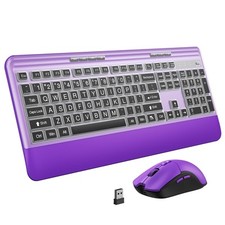 Silent Wireless Keyboard and Mouse Combo - Keyboard with Large Print Cover, 2...