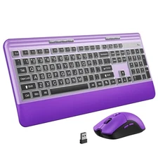 Silent Wireless Keyboard and Mouse Combo - Keyboard with Large Print Cover, 2...