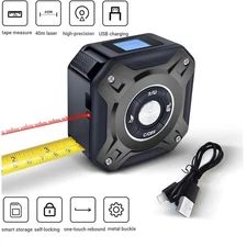 2-In-1 Laser Distance Tape Meter Laser Measuring 131ft/40m High Accuracy