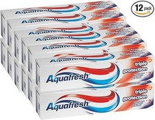 Aquafresh Triple Protection Fluoride Toothpaste 12x100ml Pack Family Size 18.78 per litre