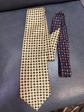 Vintage Tommy Hilfiger 100% Italian Silk Yellow Green Shapes Tie Made In USA