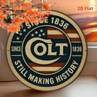 Flat Vintage-Colt History Round Iron Wall Art • "Tin Metal Signs Home Décor 8x8