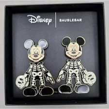 Disney x Baublebar Halloween Mickey Mouse Skeleton Earrings NIB GLOW IN  DARK