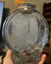 Bottle Clock Face Glass Bank Antique Lge. Condiment Rare Variant Hands@4:00 MINT