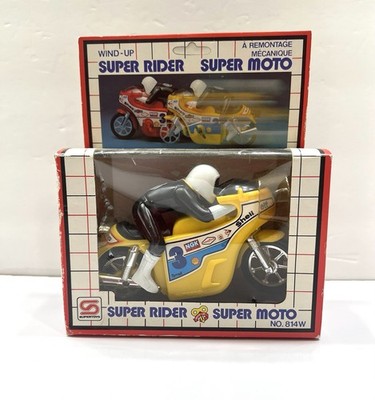 Vintage 1982 Super Rider Wind Up Motorcycle Bike Factory Sealed In Box Supertoys