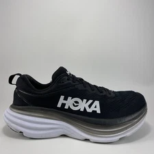 Hoka One One Bondi 8 Running Shoes Mens Size 8.5 D Black White Athletic
