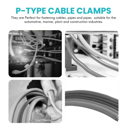 200 PièCes R-Type P-Type Serre-Câbles en Plastique Nylon Fil Clip Assortime5513 - Afbeelding 2 van 8