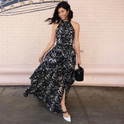 AJE Sienna Gala Spot Halter Backless Dress Black Silk Linen NWT Size 8 AU /  4 US | eBay