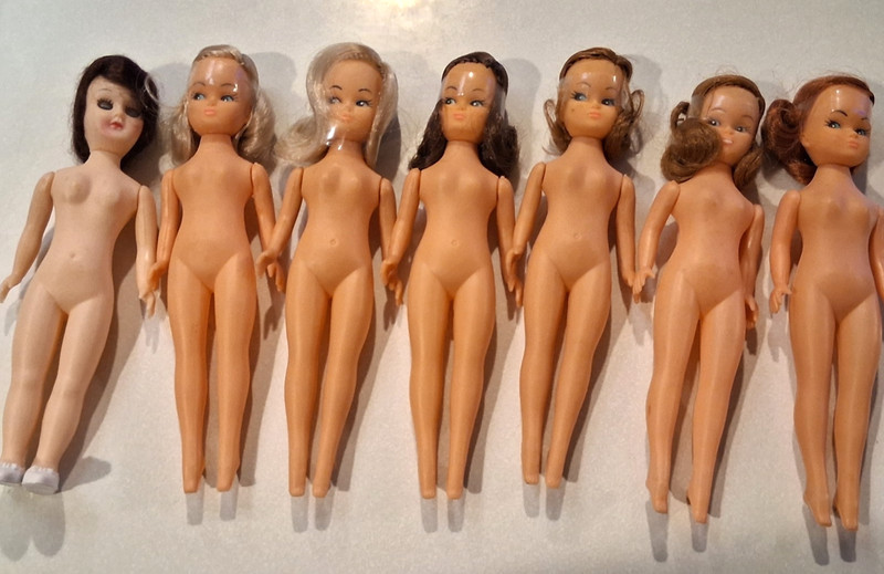 Vintage Lot of 7 - 8" Hong Kong Plastic Fashion Dolls for Play or Crafts
