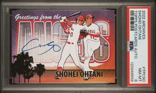 2022 Topps Archives SHOHEI OHTANI Postcards AUTO PSA 8 NM-MT #TPCSO POP 7