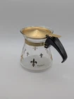 Vintage 1960's Pyrex Fleur de Lis Glass Carafe/Creamer w/ Metal Lid 4" Tall MCM