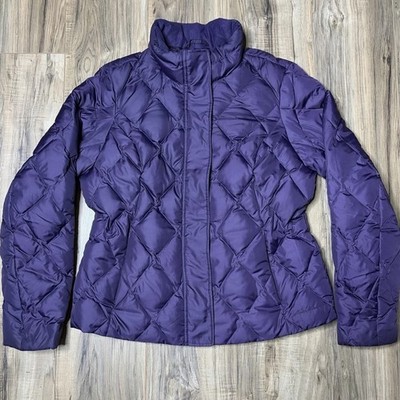 Y2K vintage Eddie Bauer Womens Purple Goose Down Quilted Puffer 