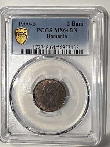 1900-B Romania 2 Bani NGC MS64BN  Choice UNC! Rare Grade Coin