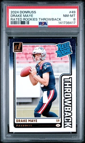 2024 PANINI DONRUSS RATED ROOKIES THROWBACK #49 DRAKE MAYE ROOKIE RC PSA 8