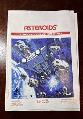 Asteroids Atari 2600  1979 Authentic Game Manual CX2649 Rare Light Stains Rear