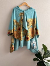 Van Gogh Sunflowers Reversiable Rain Cape Lightweight Hooded Wrap by RainCaper