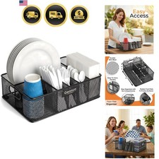 Organizador de Platos de Papel Carrito Cocina Almacenamiento Utensilios Soporte Encimera Picnic