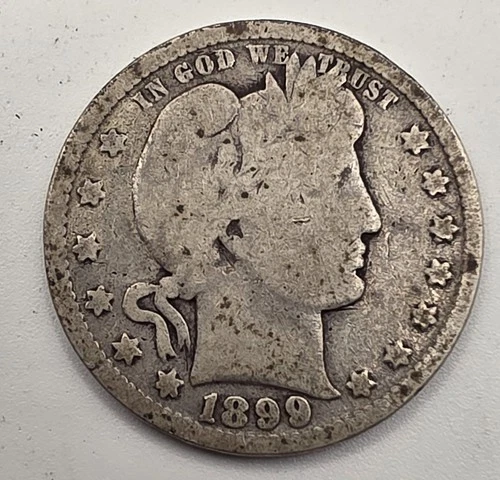 《Silver》1899 USA BARBER QUARTER -- .1808 OZ of SILVER!!!