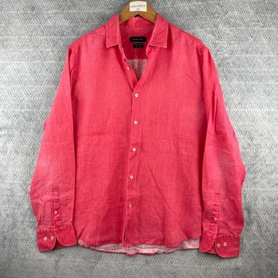 Massimo Dutti Blouse Femme XL Rouge Lin 100% Chemise Élégante - Photo 1/4