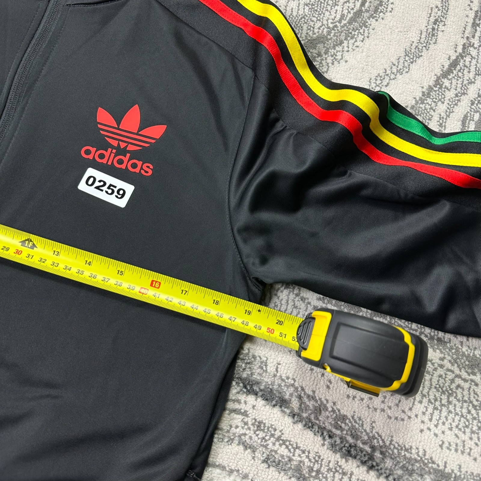 Vintage Adidas Chile 20 Black Sz Small Reggae Rasta Stripe Trefoil Track Jacket image 5