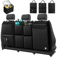 Hanging Car Trunk Organizer w/ Cooler, Large Pockets, Zippers, Detachable Seat