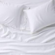 Casaluna Queen 100 Linen Bed Sheet Natural Flax Set Bedding White 4Pcs
