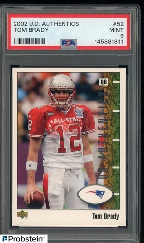 2002 U.D. Upper Deck Authentics #52 Tom Brady PSA 9 Patriots Centered