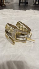 B.B. Simon 'White Gold' Fully Loaded Crystal Belt Made In USA Size 32