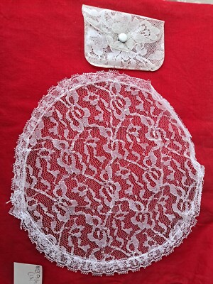 Prayer Cap, church, chapel White Lace 9 1/4'' Round, W/case New Vintage 1960S