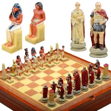 Chess set Egypt Cleopatra Chess Men 32 hand painted  Pieces - 