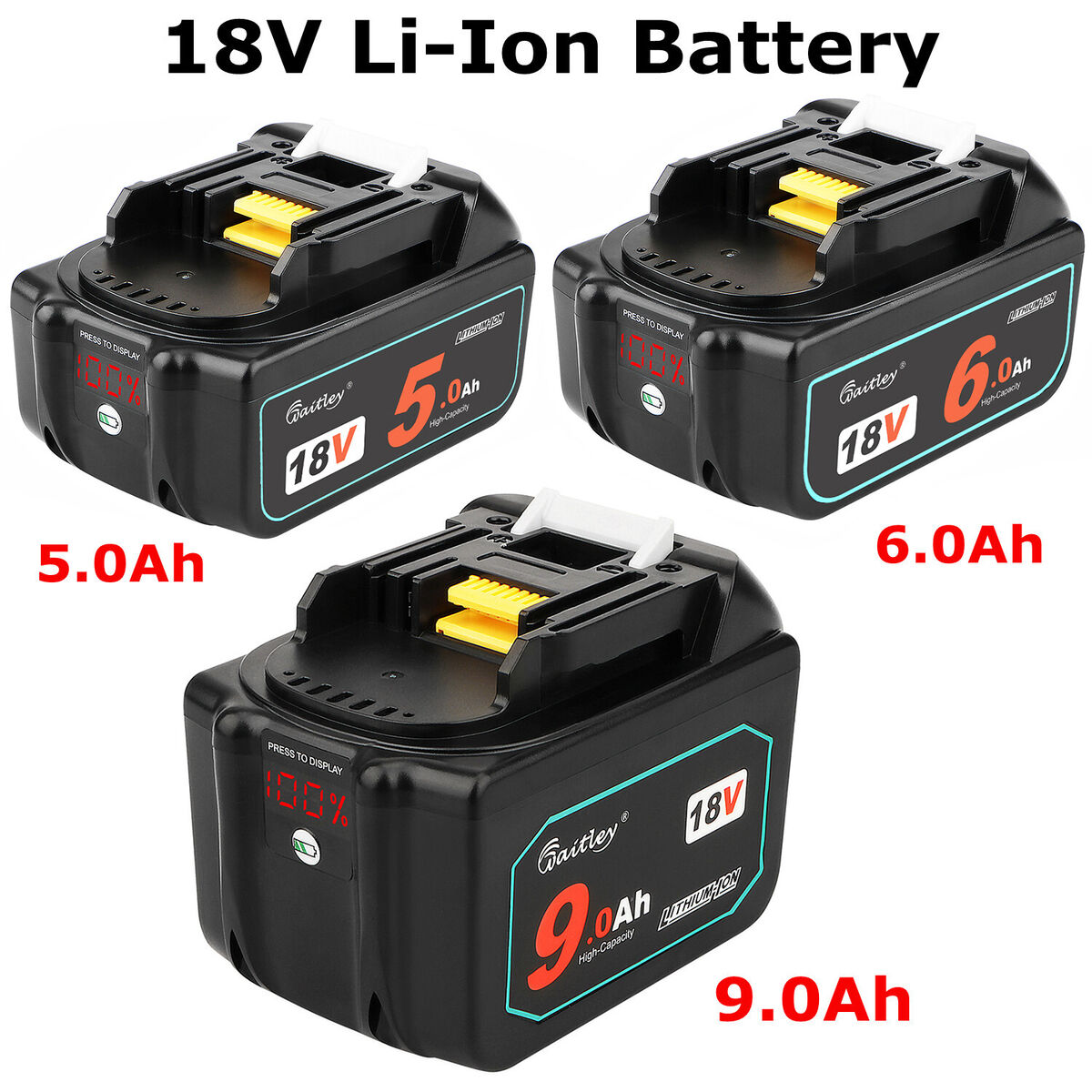 18V 5.0Ah 6.0Ah 9.0Ah Li-ion LED Battery for Makita BL1830 BL1840 BL1850 BL1860