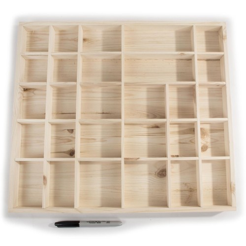Wooden Display Cabinet Wall Trinket Shelf | 28 Compartments | 45 x 40 x 3.5 cm - Picture 3 of 9