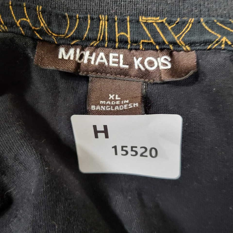 Michael Kors Men Polo XL Black  Geometric Logo All Over Short Sleeve Cotton - Image 2 of 4