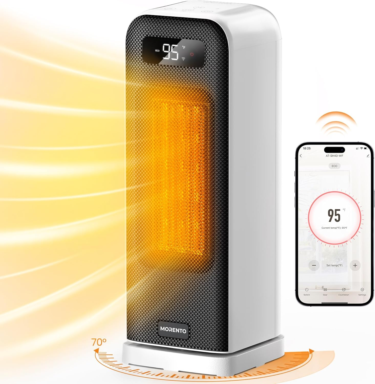 Smart Space Heater for Indoor Use, 1500W Electric Heater, Wi-Fi & Voice Control,